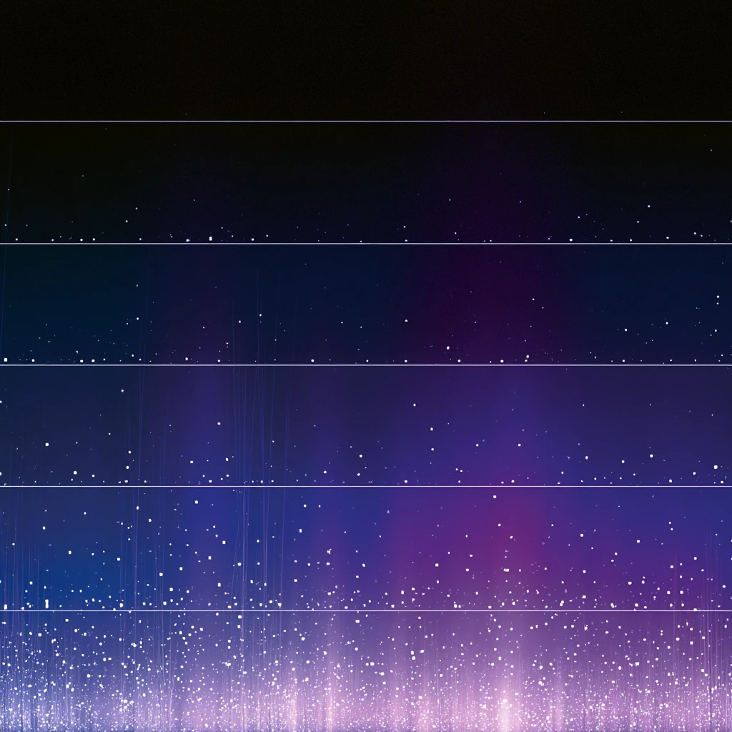 Five horizontal bands separated by hairlines, the lowest dense with light and each band above it emptier.