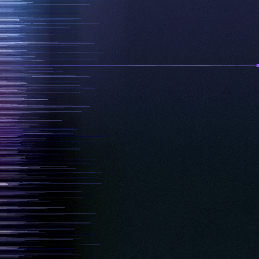 A column of short dim rows with one active row extending bright across the full width.