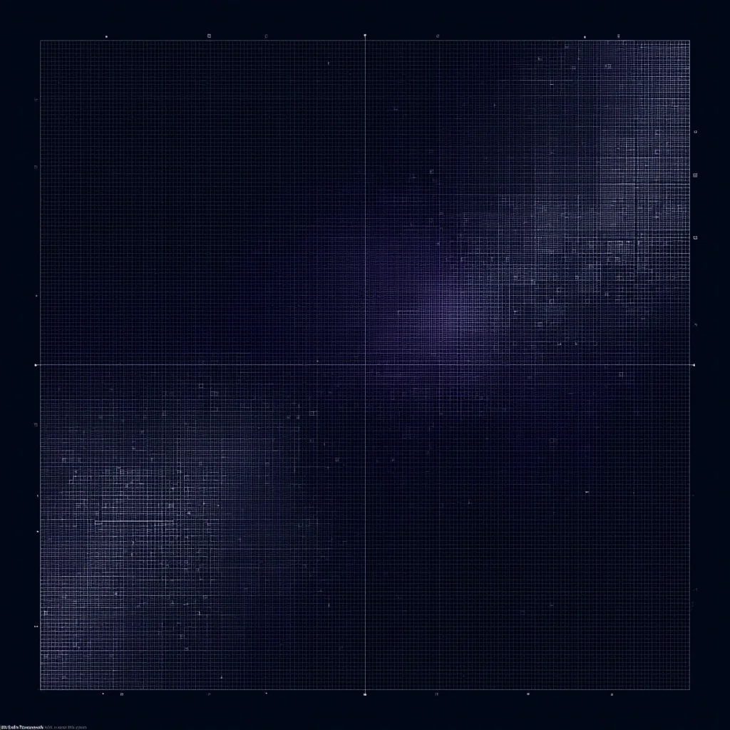A large square block built from thousands of tiny squares in an ordered, non-repeating arrangement.